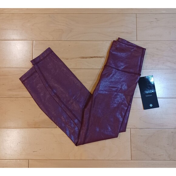 NWT Lululemon Wunder Train HR Tight 25" *Foil -Radiate Foil Print Red Merlot 2 - Picture 4 of 12
